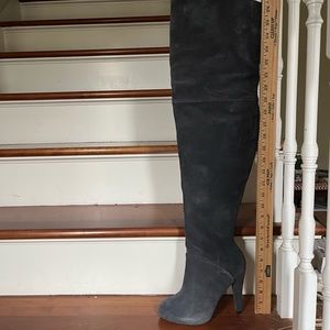 Over the knee grey suede boot.